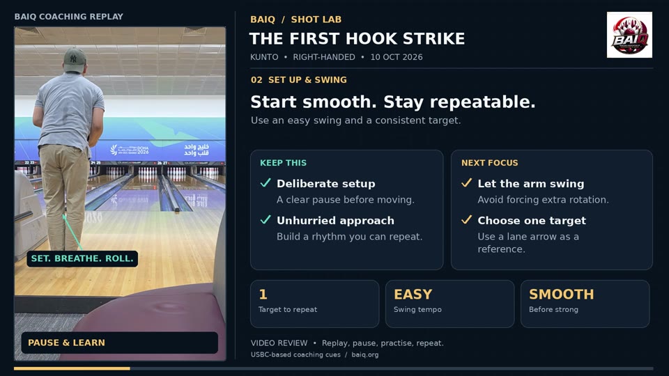 Hook bowling pertama: video tutorial BAIQ di Qatar